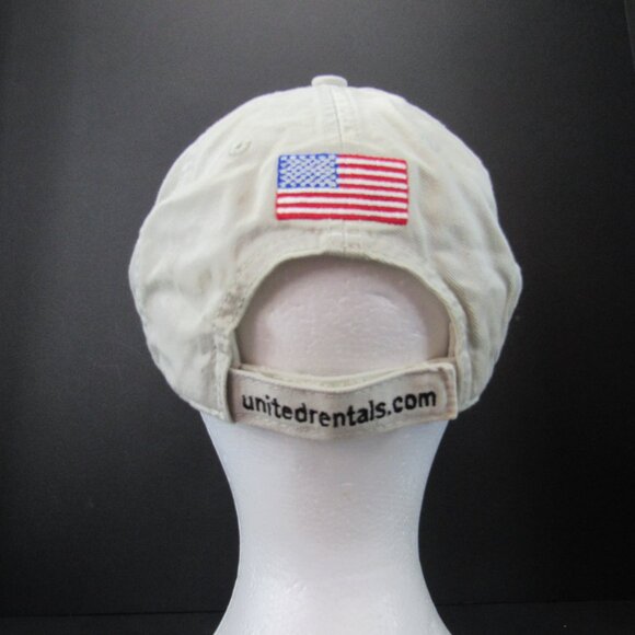 United Rentals Embroidered Logo Men's Beige Adjustable Strap Back Cap Hat - Picture 6 of 8